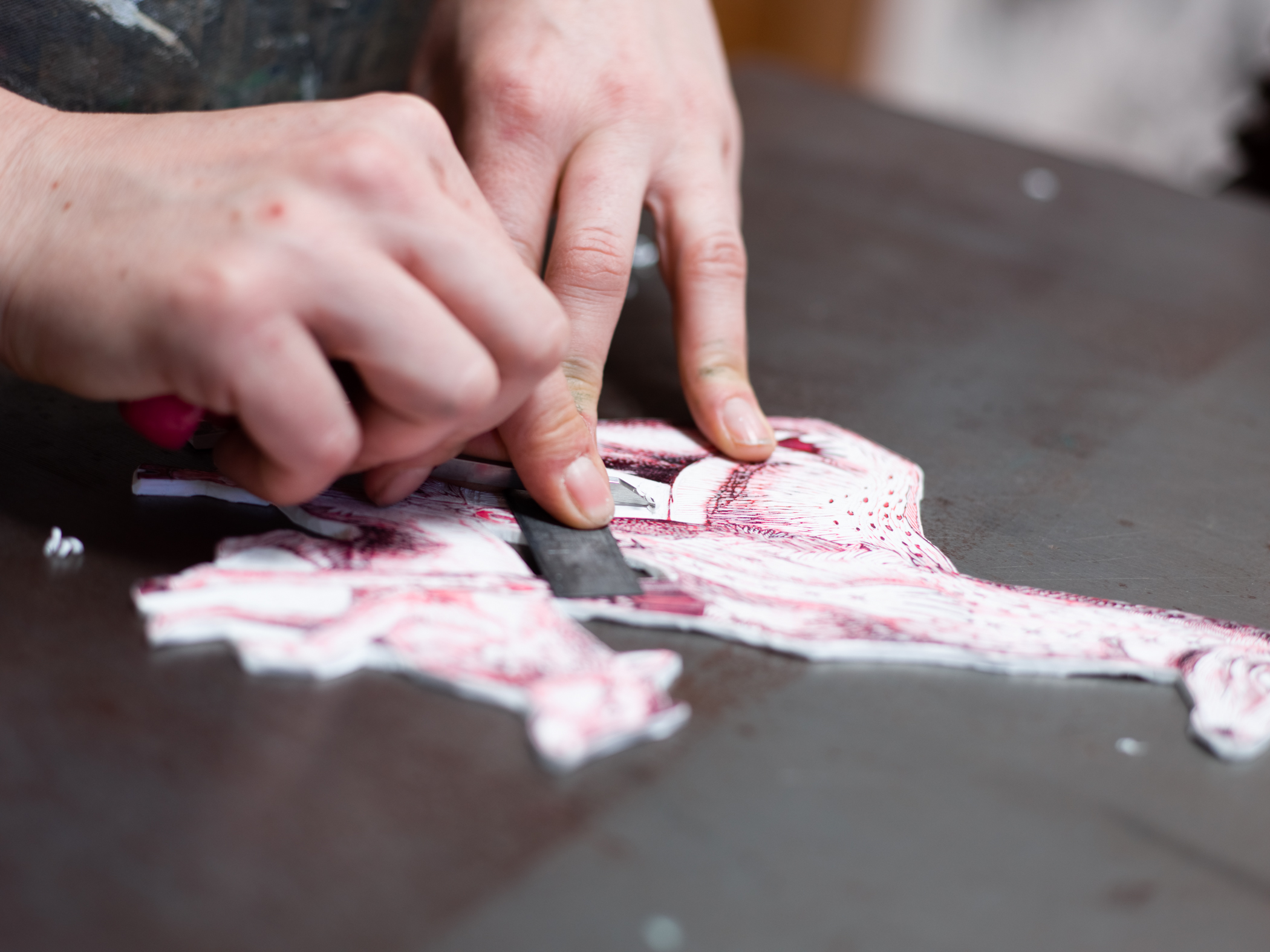 Lino work by the artist